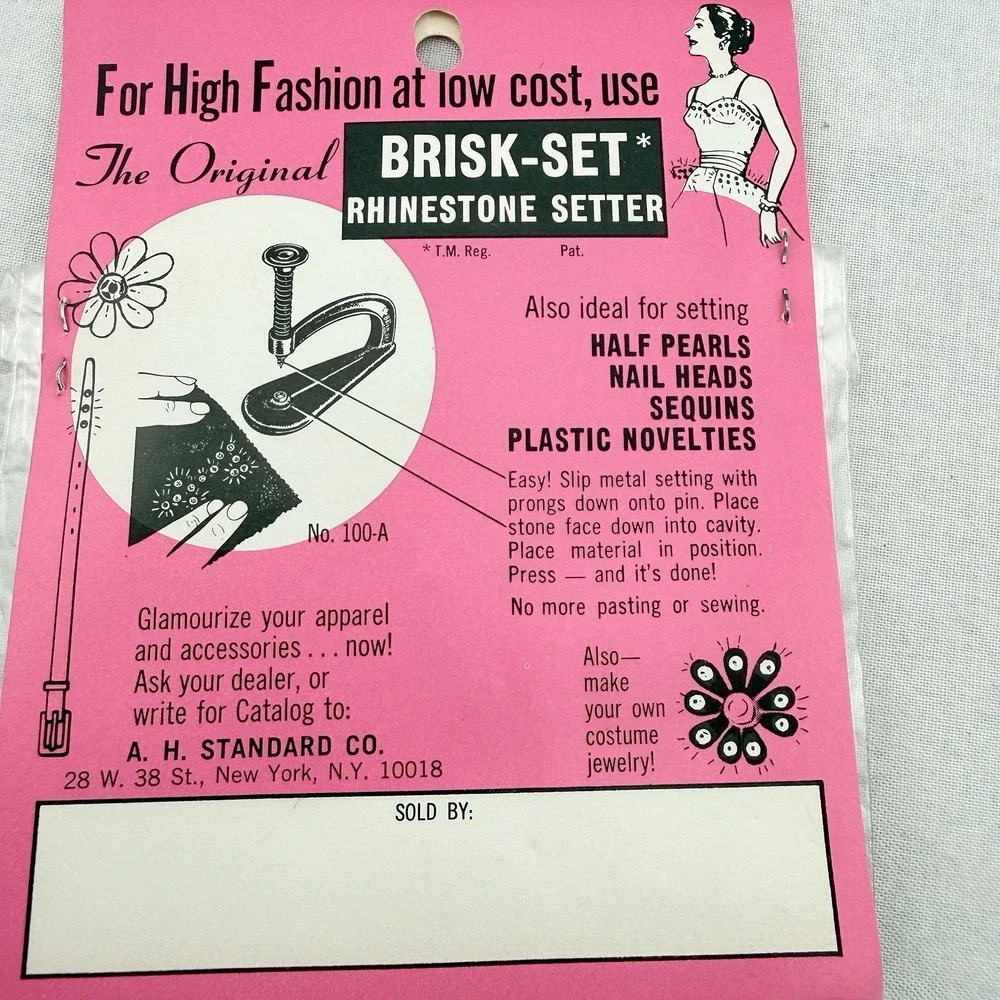 Vintage Brisk-Set Rhinestone Craft Jewelry Lot Of 5 NIP NOS 1969 USA MCM Glam
